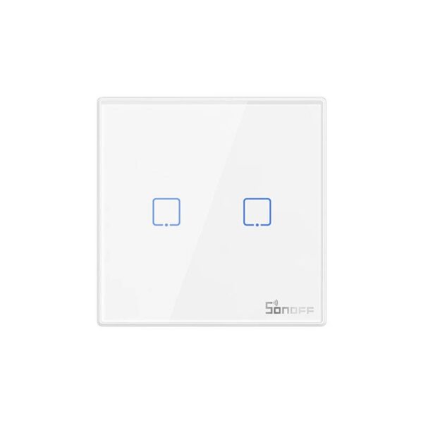 Išmanusis belaidis sieninis jungiklis Sonoff T2EU2C-RF 433 MHz (2 kanalai)