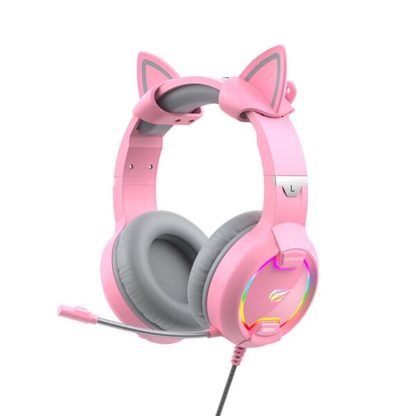 Žaidimų ausinės "Havit GAMENOTE H2233d RGB" (rožinės spalvos)