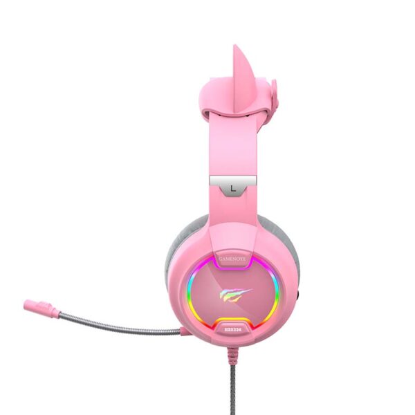 Žaidimų ausinės "Havit GAMENOTE H2233d RGB" (rožinės spalvos)