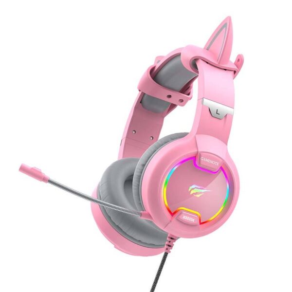 Žaidimų ausinės "Havit GAMENOTE H2233d RGB" (rožinės spalvos)