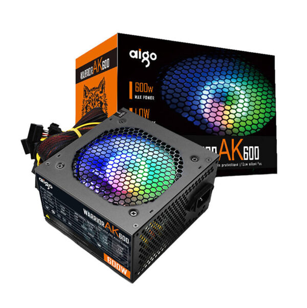 Kompiuterių maitinimo šaltinis Aigo AK600 RGB (juodas)