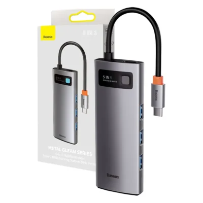 Adapteris 5in1 Baseus Hub USB-C į 3x USB 3.0 + HDMI + USB-C PD