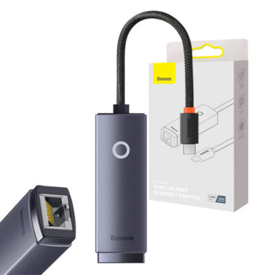 Tinklo adapteris "Baseus Lite" serijos USB-C į RJ45 (pilkas)