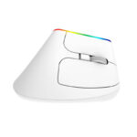 Belaidė vertikalioji pelė "Delux M618C" 2.4G 1600DPI RGB (balta)