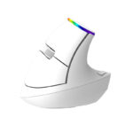 Belaidė vertikalioji pelė "Delux M618C" 2.4G 1600DPI RGB (balta)