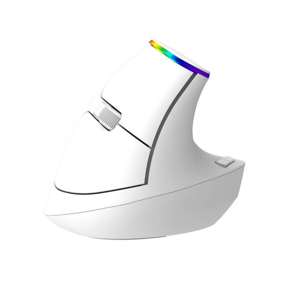 Belaidė vertikalioji pelė "Delux M618C" 2.4G 1600DPI RGB (balta)