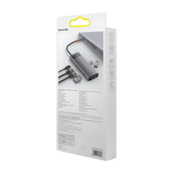 25989_2 Koncentratorius 9in1 Baseus Metal Gleam Series, USB-C į 2x USB 3.0 + 2x HDMI + USB 2.0 + USB-C PD + Ethernet RJ45 + microSD/SD