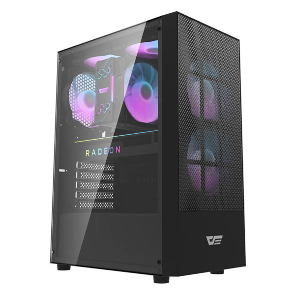 "Darkflash A290" kompiuterio korpusas (juodas) + 3 ventiliatoriai