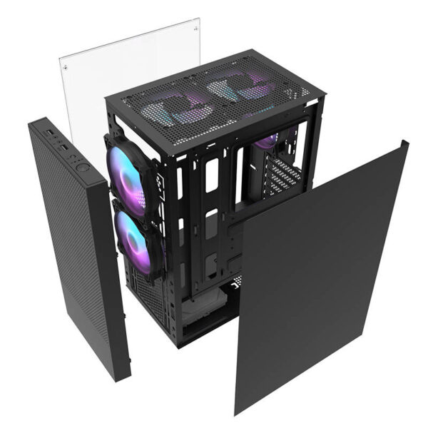 "Darkflash A290" kompiuterio korpusas (juodas) + 3 ventiliatoriai