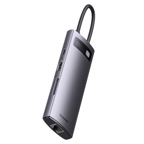 27803_7 Adapteris 8in1 Baseus StarJoy serijos, USB-C ir 3x USB 3.1 + HDMI + USB-C PD + RJ45 + microSD/SD