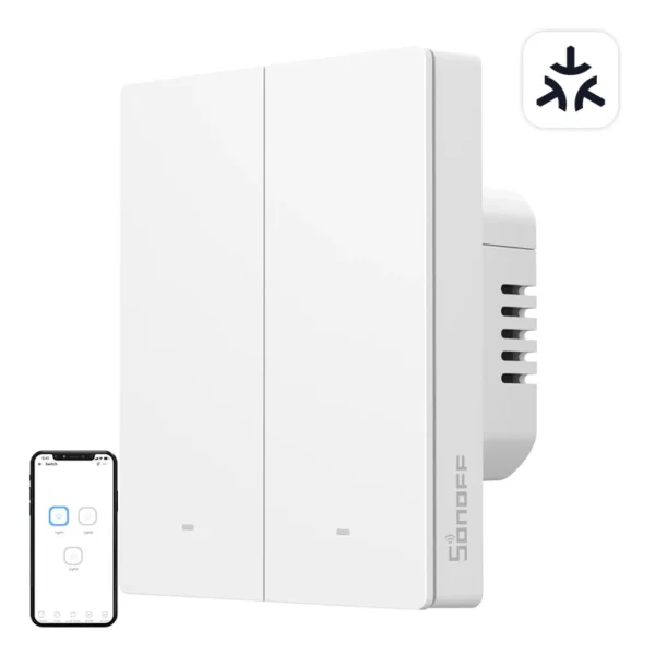 Išmanusis sieninis jungiklis SONOFF M5-2C-80W Matter (2 kanalų, rėmeliui)