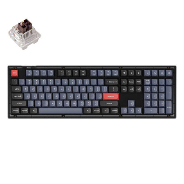 Laidinė mechaninė klaviatūra "Keychron V6 RGB Brown Switch" (matinės juodos spalvos) [V6-C3].