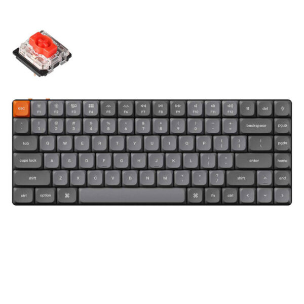 "Keychron K3 Max RGB" belaidė mechaninė klaviatūra, žemo profilio, raudonas jungiklis (juoda) [K3M-H1].