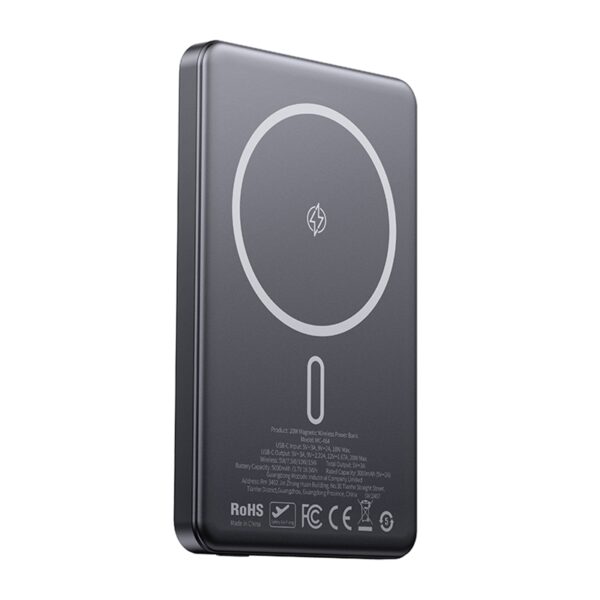51108_1 "Mcdodo MC-4641" itin plonas 5000 mAh 1C magnetinis powerbank, belaidis (auksinis)