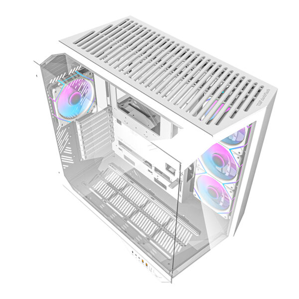 Darkflash DY470 kompiuterio korpusas (baltas) + 4 ventiliatoriai + GPU laikiklis