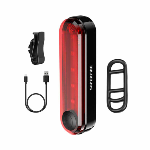 Galinis dviračio žibintas "Superfire BTL01", USB, 230 mAh