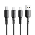 25539_2 USB ir USB-C kabelis VFAN X11, 3A, 1 m (juodas)