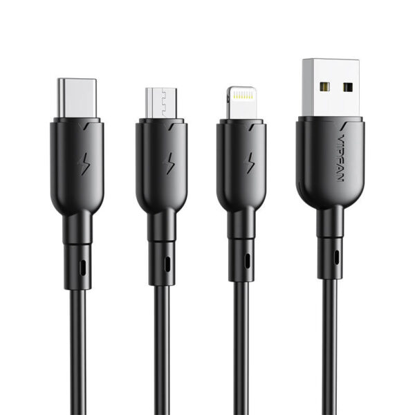 25539_2 USB ir USB-C kabelis VFAN X11, 3A, 1 m (juodas)