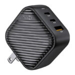 "INVZI GanHub" 2x USB-C + USB sieninis įkroviklis, 65 W, ES/UK/AU/USA (juodas)