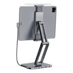 Jungčių stotelė su stovu planšetiniam kompiuteriui/iPad, INVZI, MH03, MagHub, 3x USB-C, 2x USB-A